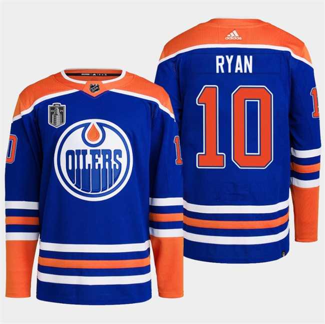 Men%27s Edmonton Oilers #10 Derek Ryan Royal 2024 Stanley Cup Final Patch Stitched Jersey Dzhi